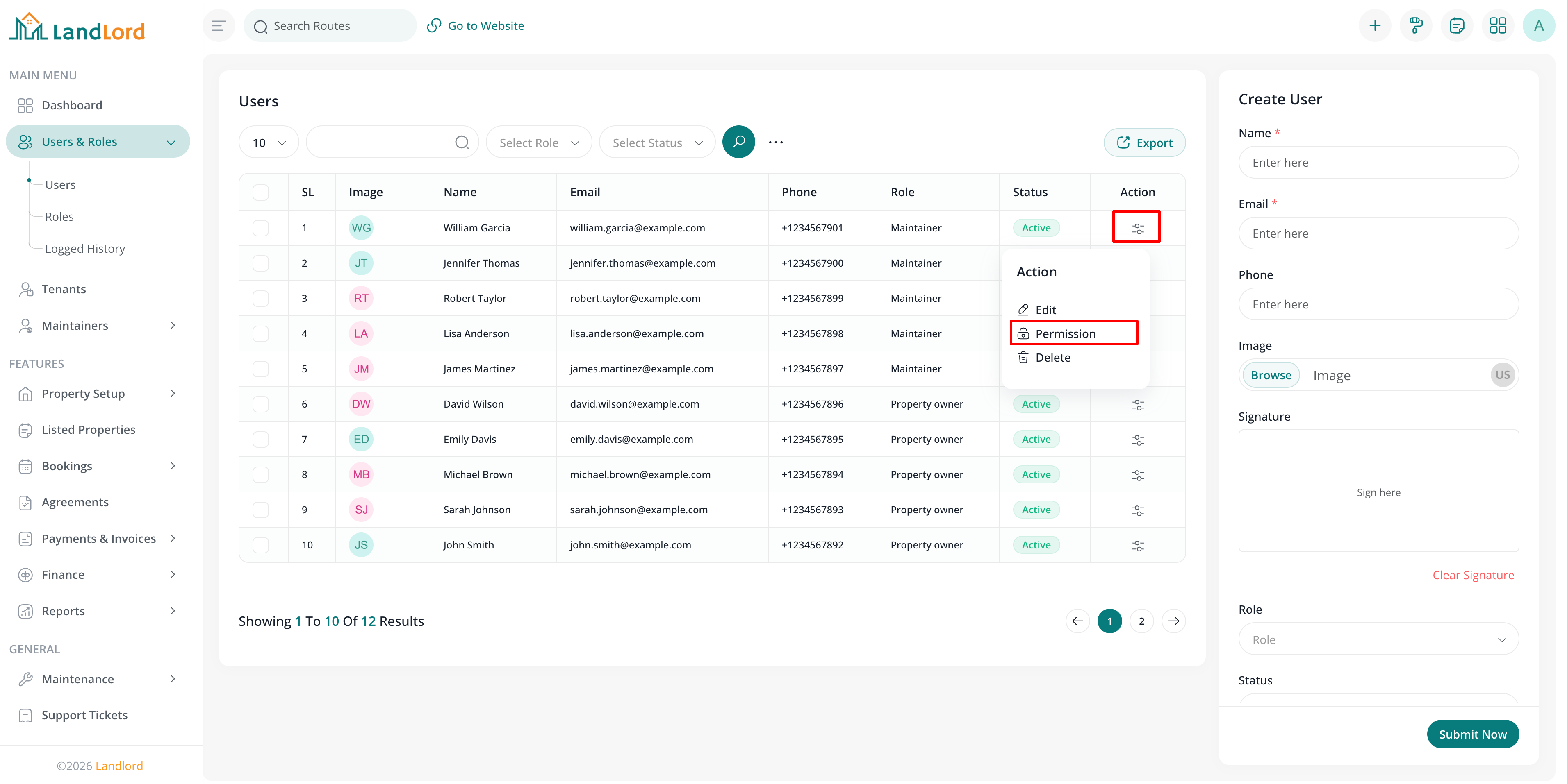 Role permission management